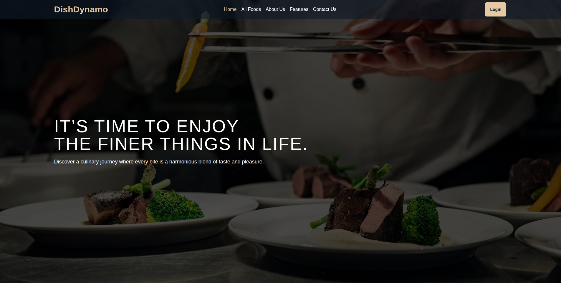 Screenshot of DishDynamo Restaurant App